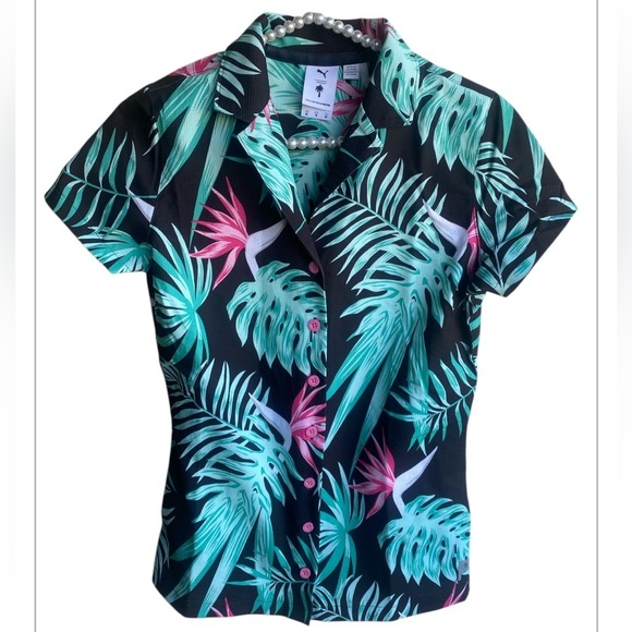 Puma Tops - Puma  Shirt Women Sportswear Fit Short Sleeve Outdoor Camp Shirt, Multicolor